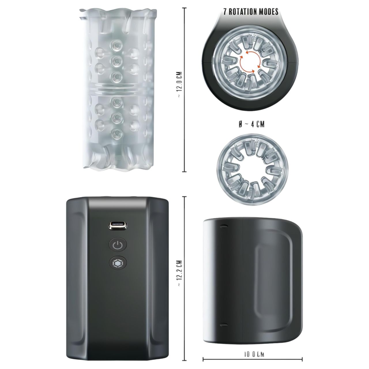 Rebel - vízálló forgó maszturbátor (fekete) Rebel - vízálló forgó maszturbátor (fekete)