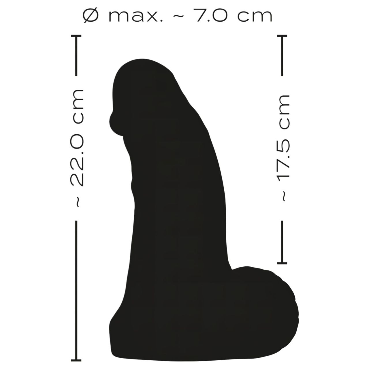 Realistixxx Real Giant - giga herés dildó - 22 cm (fekete)