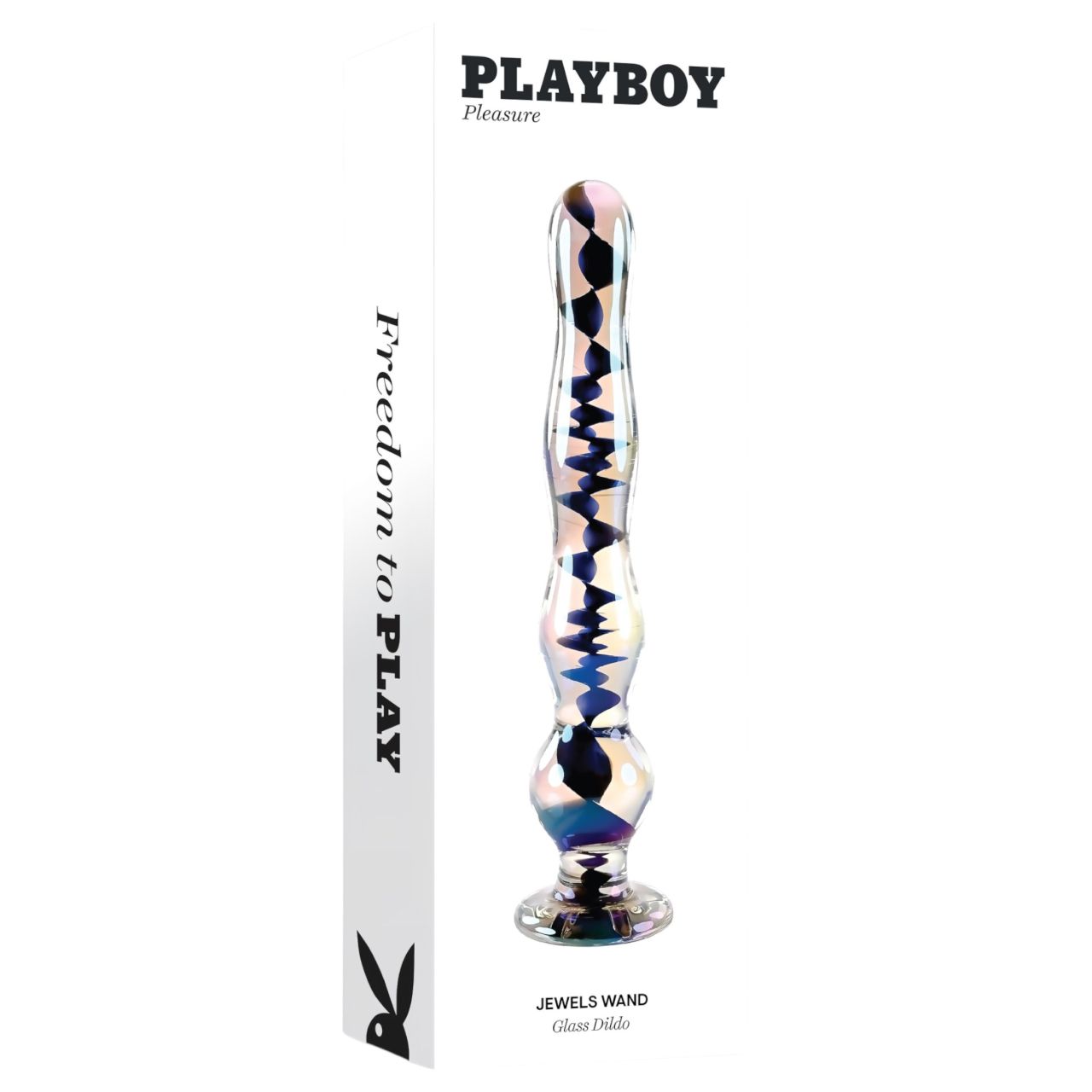 Playboy Jewels - hullámos üveg dildó (áttetsző)