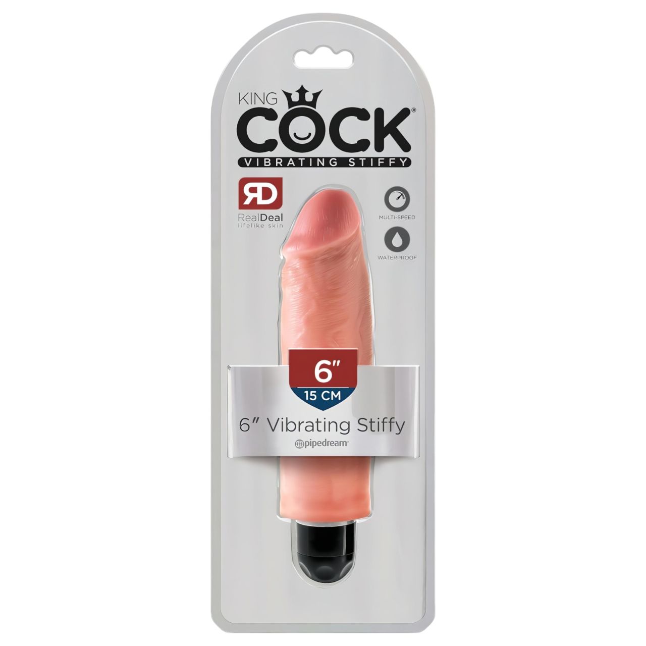 King Cock 6 Stiffy - vízálló, élethű vibrátor (15cm) - natúr