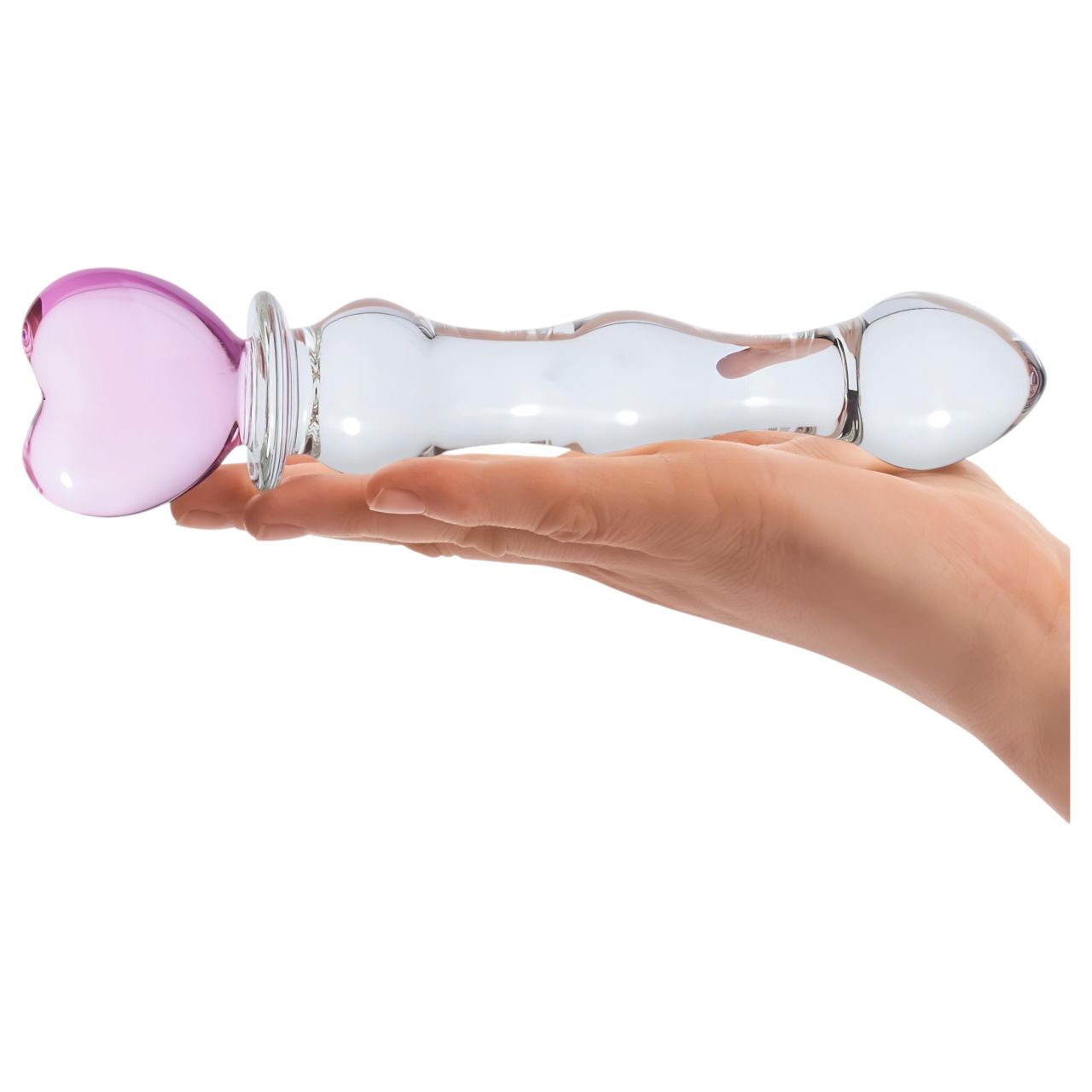 GLAS - szíves üveg dildó (átlátszó)