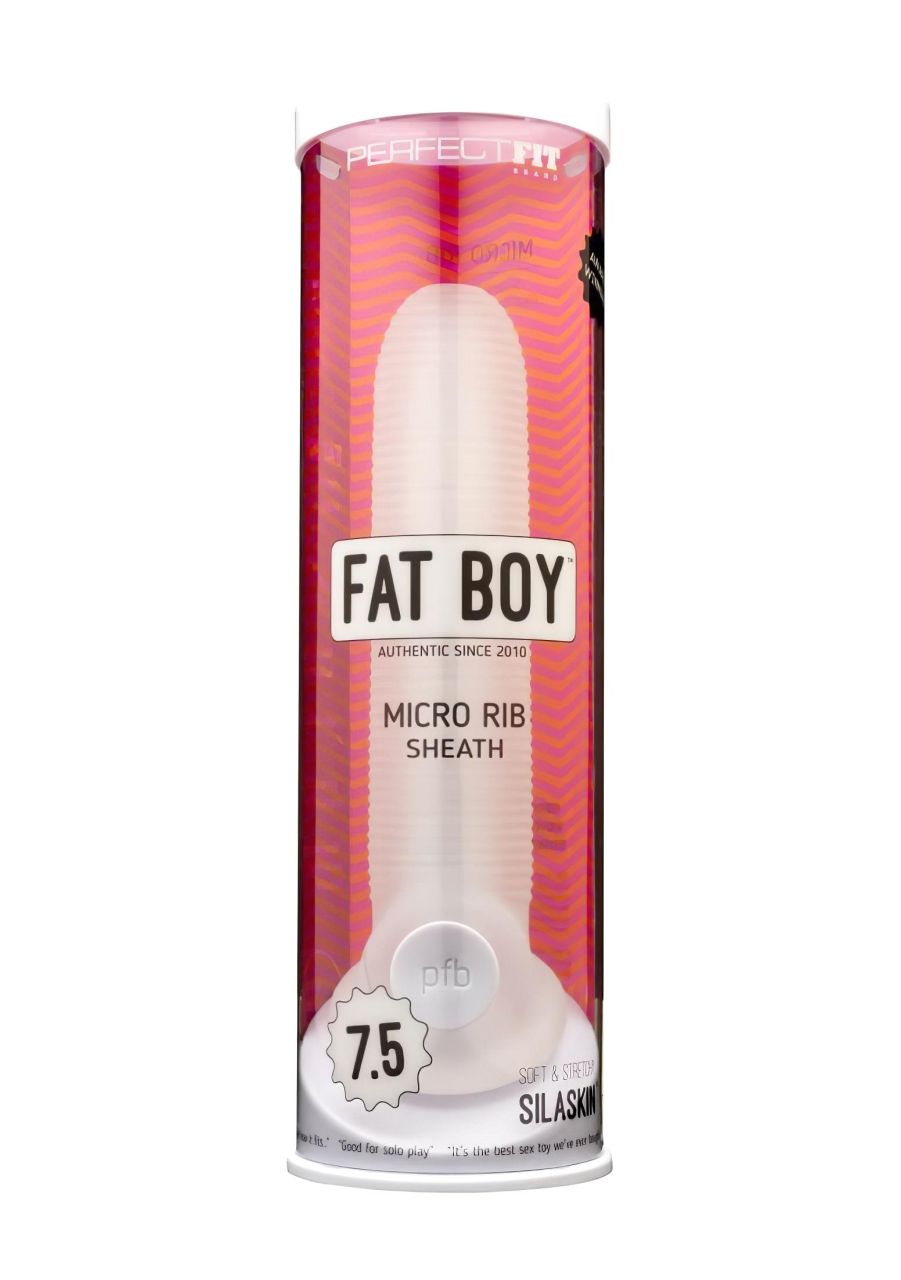 Fat Boy Micro Ribbed - péniszköpeny (19cm) - fehér