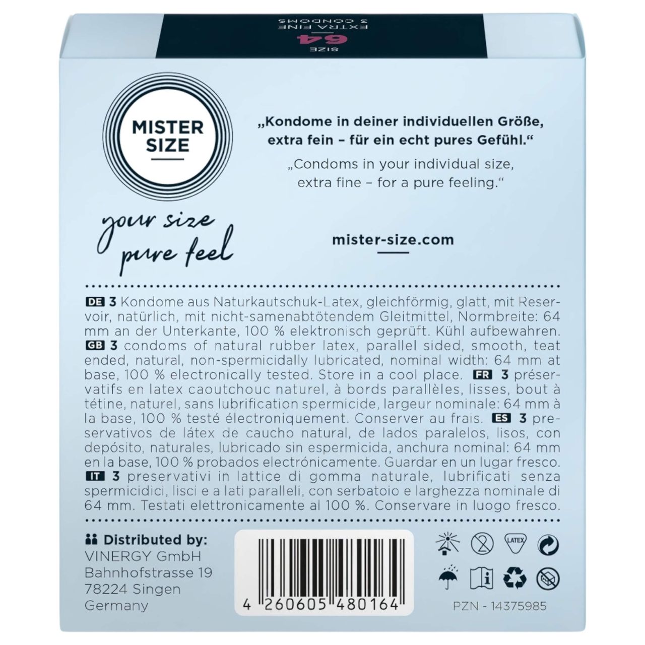 Mister Size vékony óvszer - 64mm (3db) Mister Size vékony óvszer - 64mm (3db)