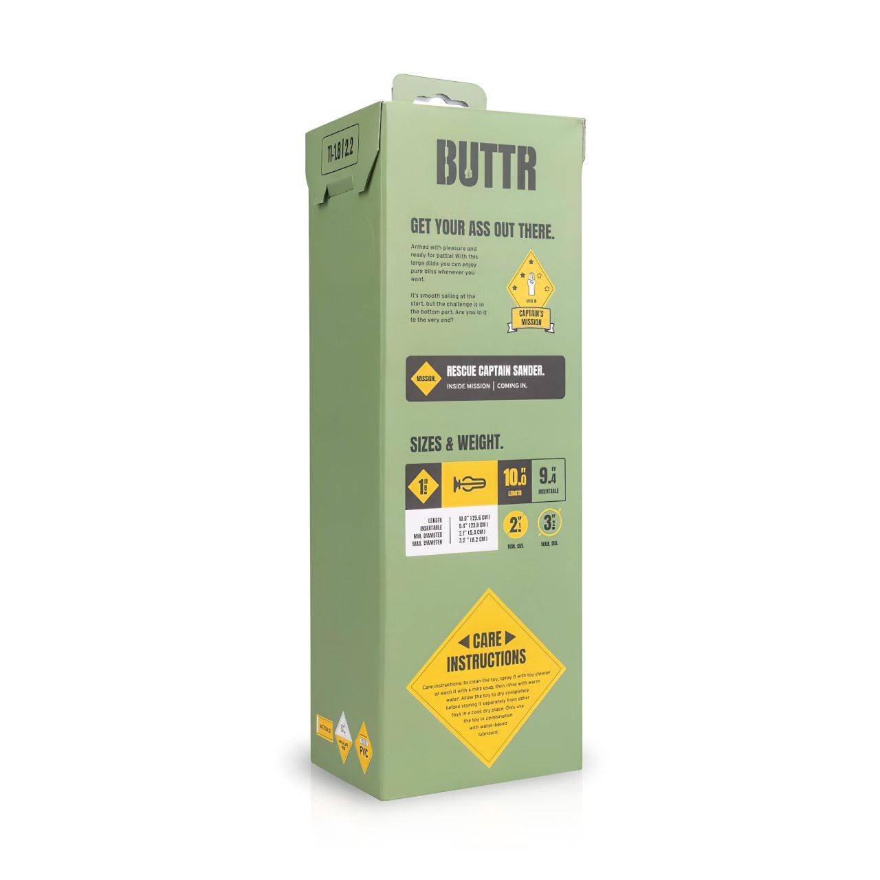 BUTTR Tactical I - tapadókorongos dildó (fekete)