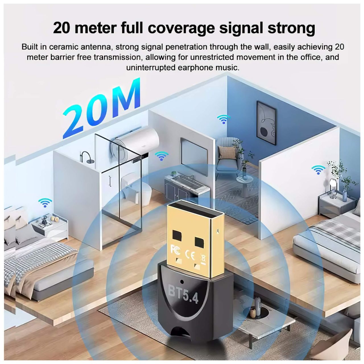 Bluetooth 5.4 USB adapter 7 eszközig Bluetooth 5.4 USB adapter 7 eszközig