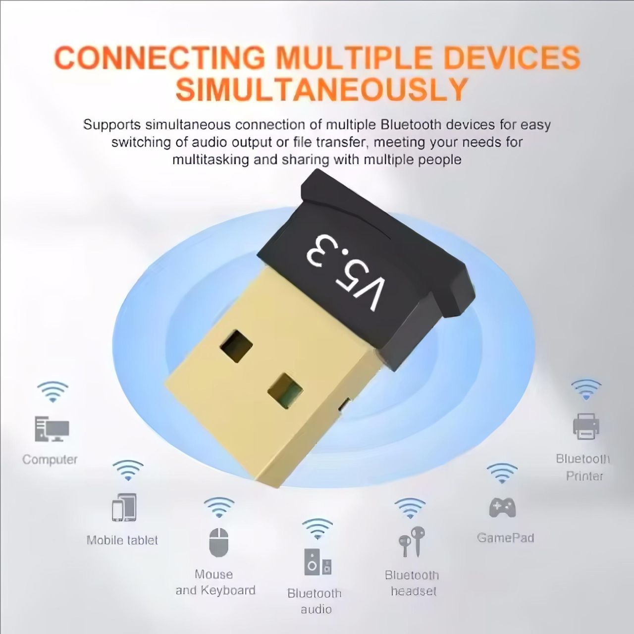 Bluetooth 5.3 USB adapter 6 eszközig