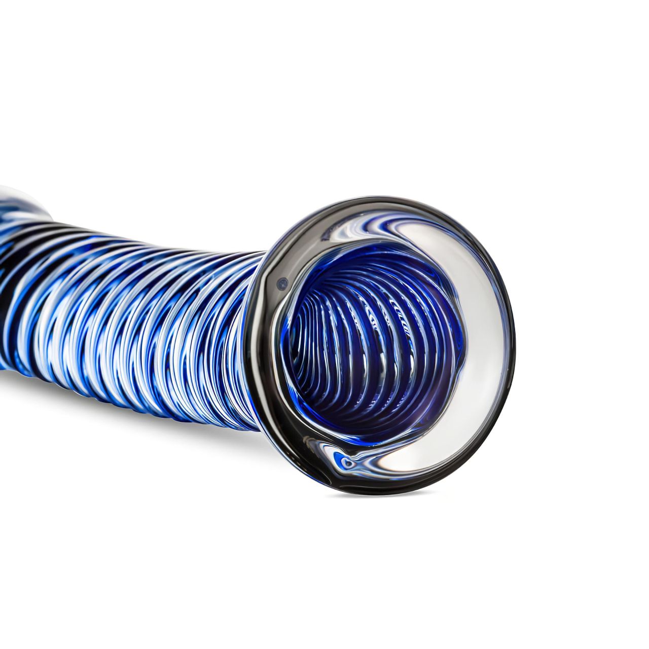 Gildo Glass No. 5 - spirál üveg dildó (átlátszó-kék)