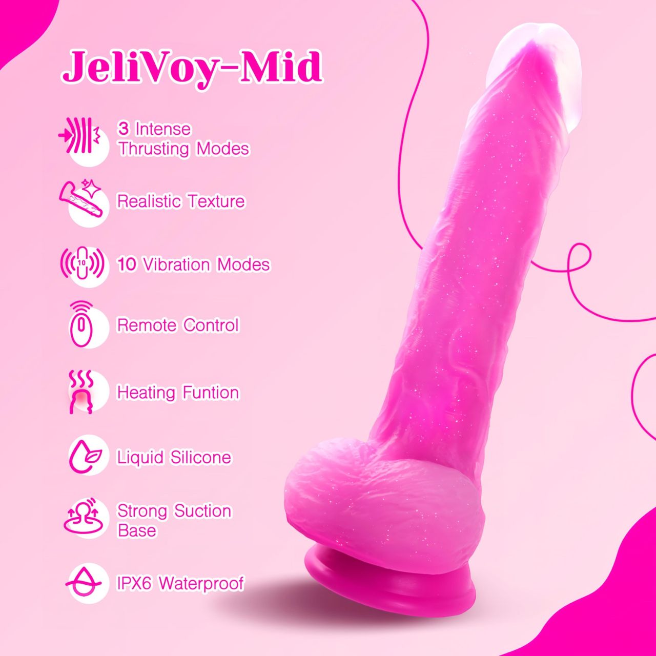 Tracy's Dog Jelivoy-Mid - élethű vibrátor - 20cm (pink)