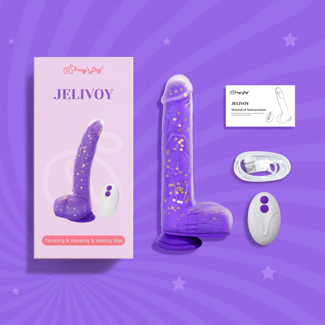 Tracy's Dog Jelivoy - élethű vibrátor - 22cm (lila)