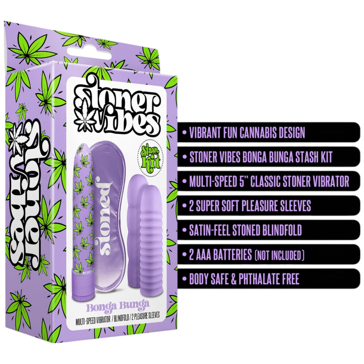 Stoner Bonga Bunga - rúd vibrátor szett (4 részes) - lila