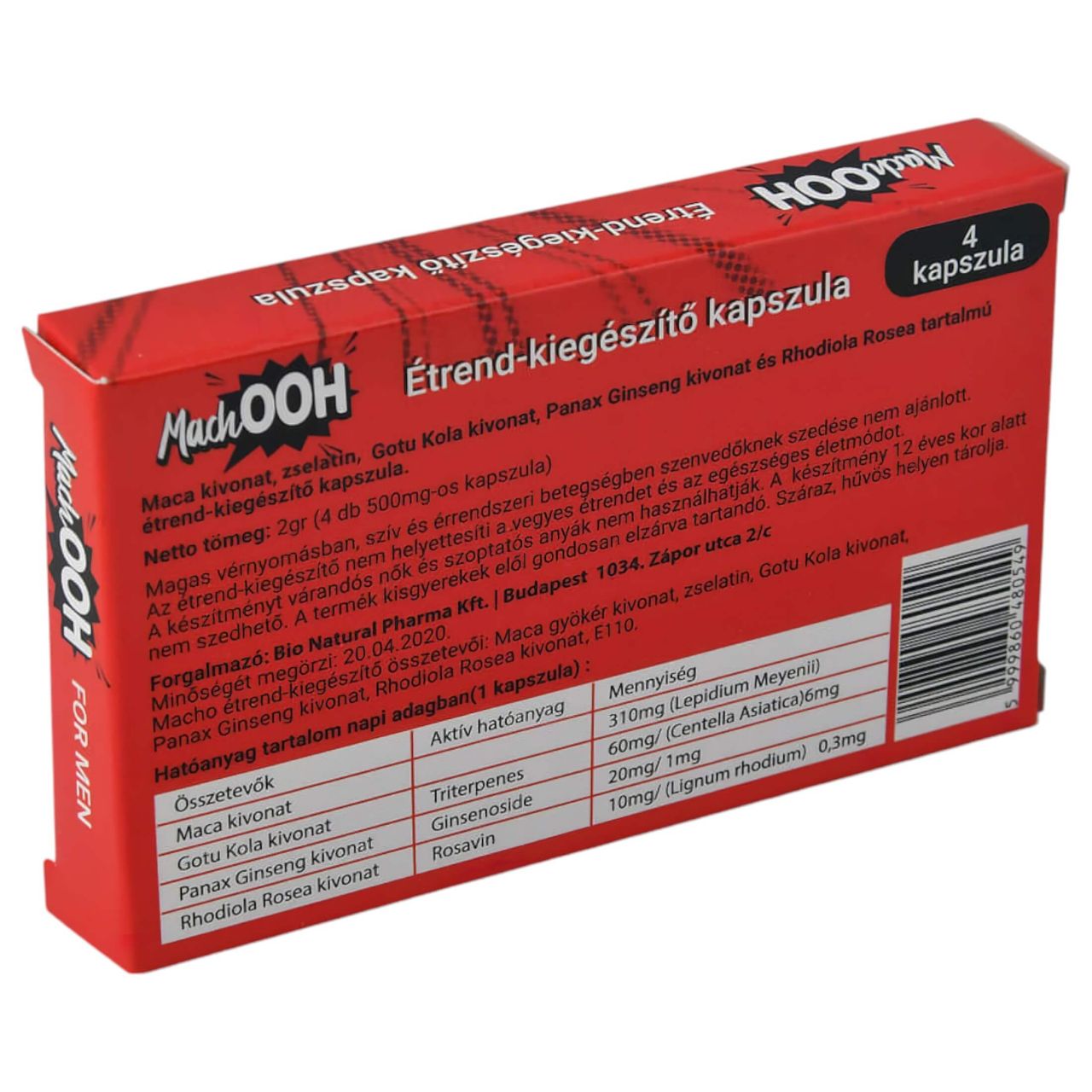 MachOOH étrend kiegészítő kapszula férfiaknak (4db) MachOOH étrend kiegészítő kapszula férfiaknak (4db)