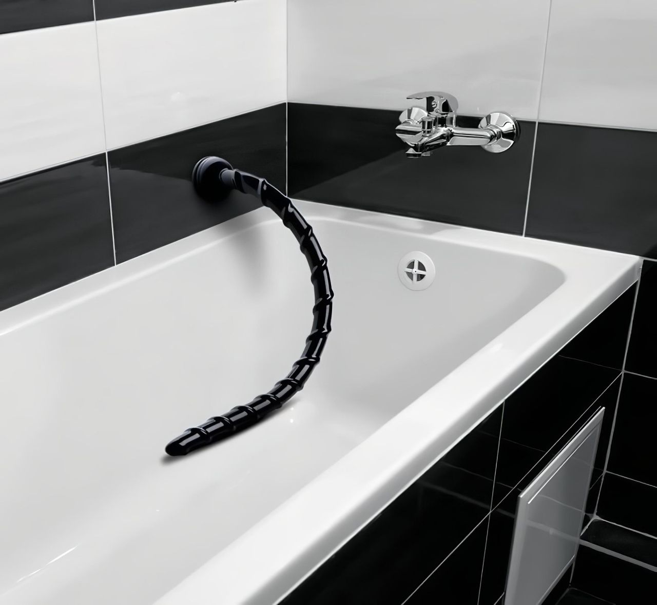 Hosed Swirl Thin Anal Snake 18 - anál dildó (fekete)