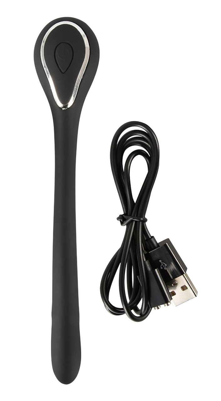 Penis Plug Dilator - akkus, vibrációs dilátor (1,1cm) - fekete