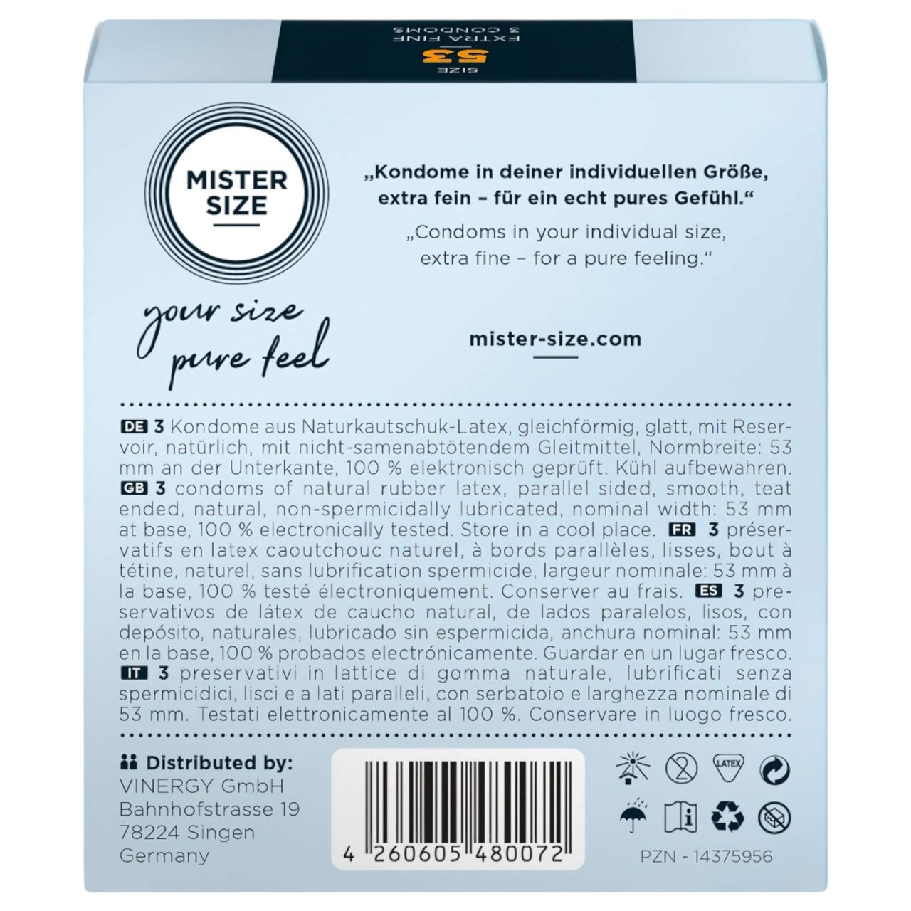 Mister Size vékony óvszer - 53mm (3db) Mister Size vékony óvszer - 53mm (3db)