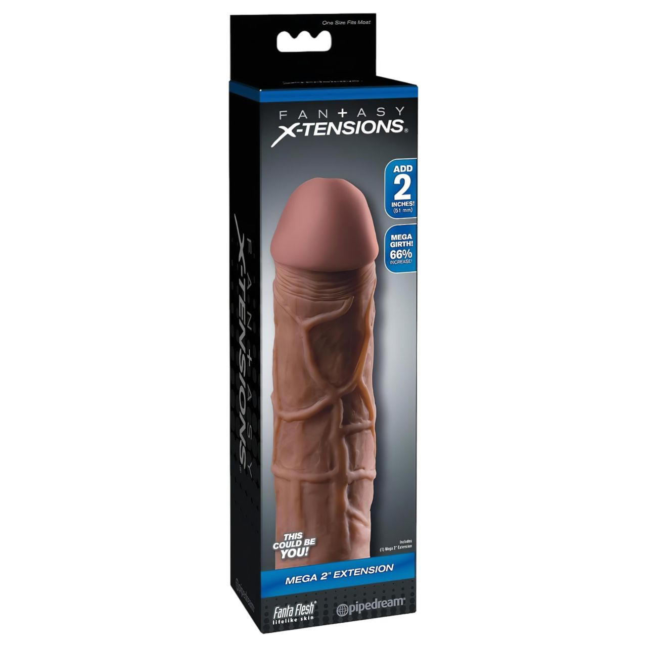 X-TENSION Mega 2 - élethű péniszköpeny (20,3cm) - sötét natúr X-TENSION Mega 2 - élethű péniszköpeny (20,3cm) - sötét natúr