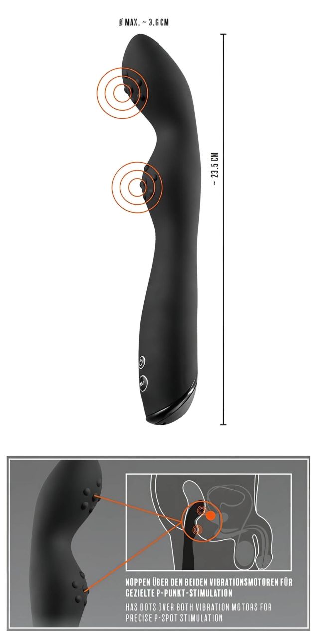 Rebel P-Spot - 2 motoros prosztata vibrátor (fekete)