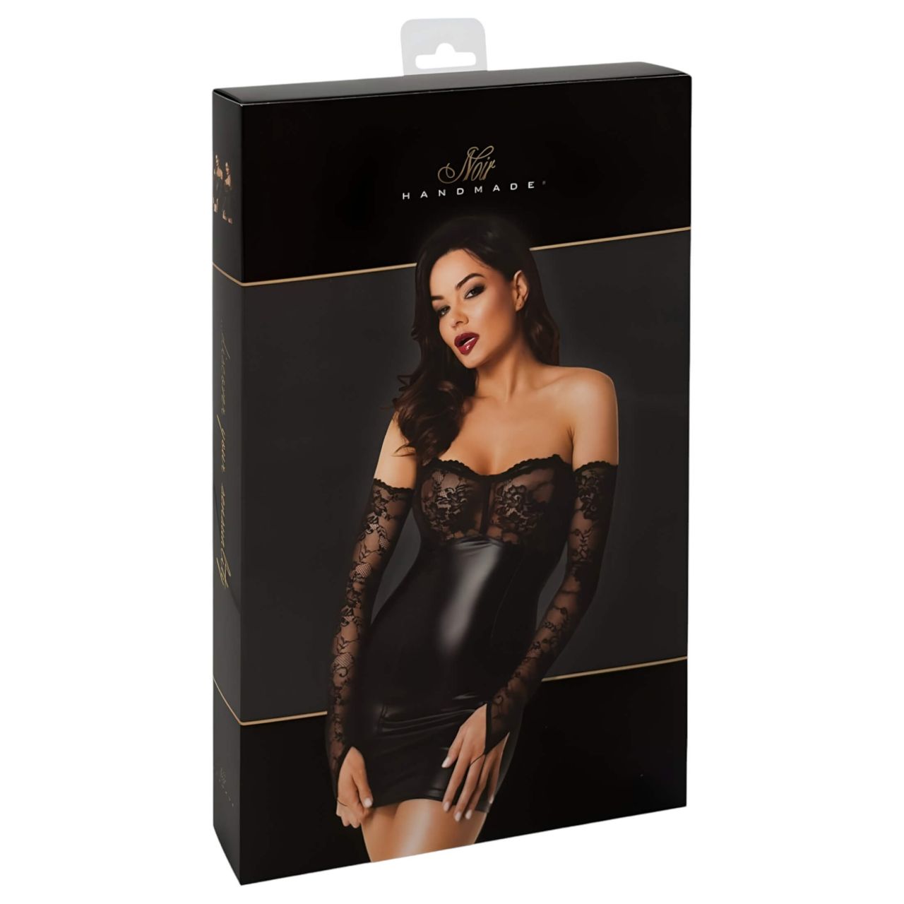 Noir - fényes ruha csipke berakással (fekete) Noir - fényes ruha csipke berakással (fekete)