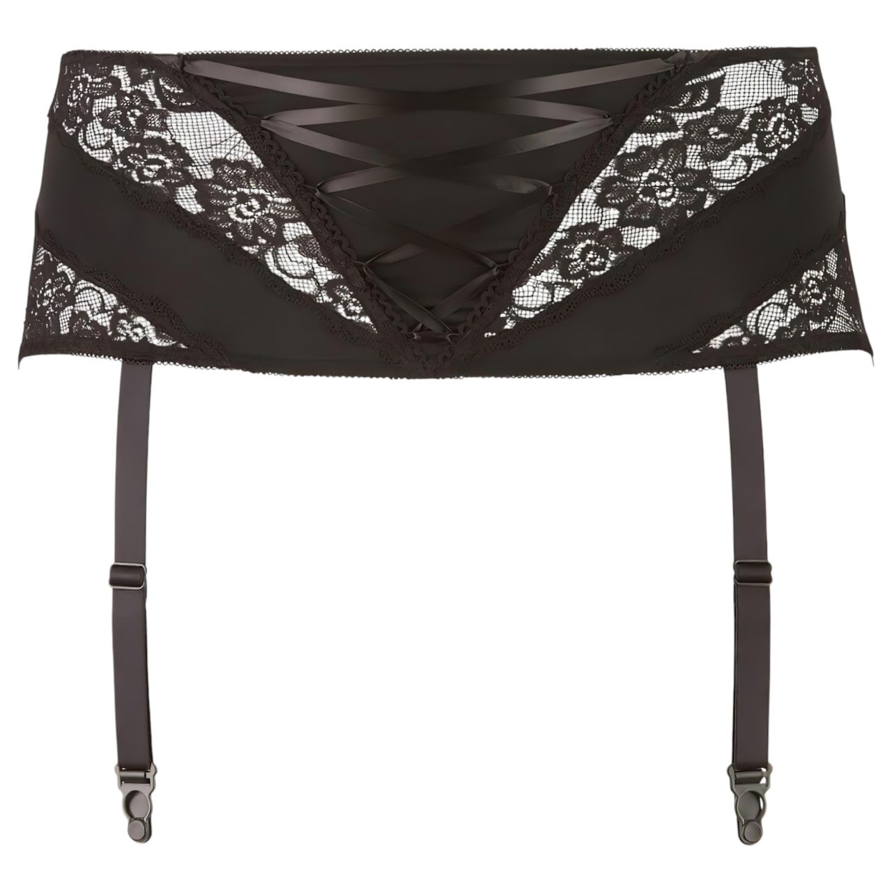 Cottelli Plus Size - csipkés, fűzős harisnyatartó (fekete) Cottelli Plus Size - csipkés, fűzős harisnyatartó (fekete)