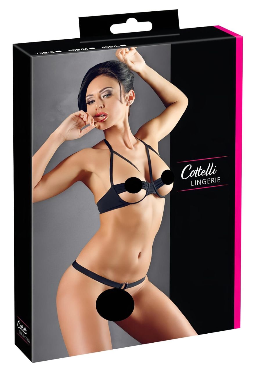 Cottelli - Fém gyűrűs melltartó szett (fekete) Cottelli - Fém gyűrűs melltartó szett (fekete)