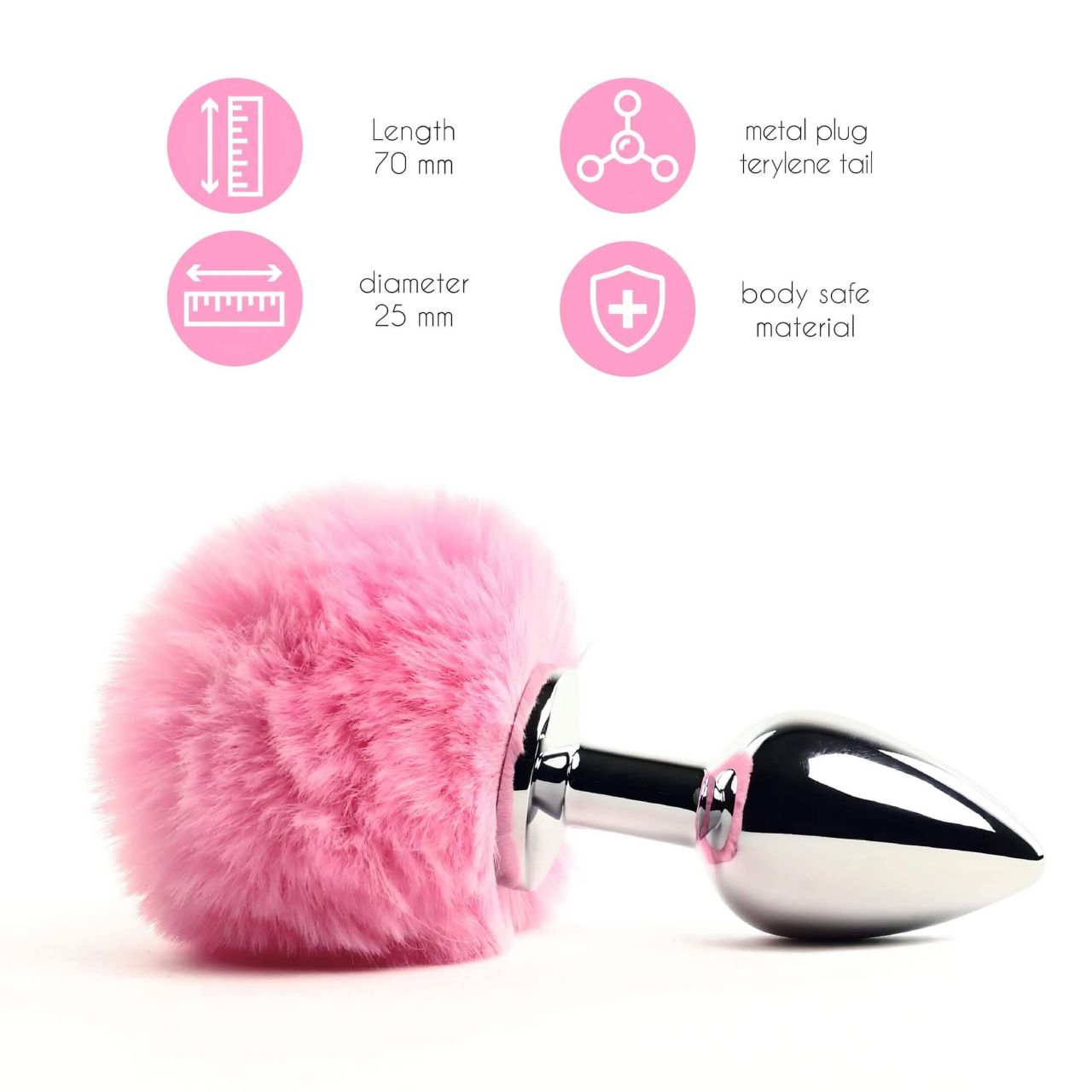 / FEELZTOYS - fém anál plug nyuszifarokkal (ezüst-pink) / FEELZTOYS - fém anál plug nyuszifarokkal (ezüst-pink)