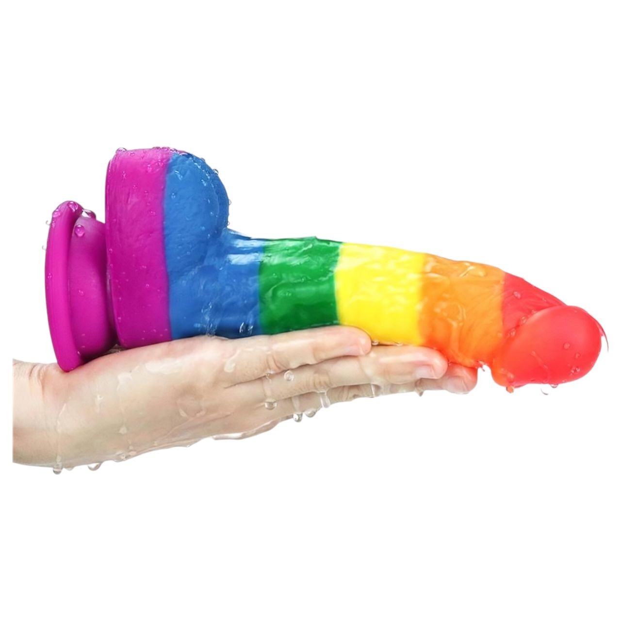 Lovetoy Prider - élethű szilikon dildó - 19cm (szivárvány) Lovetoy Prider - élethű szilikon dildó - 19cm (szivárvány)