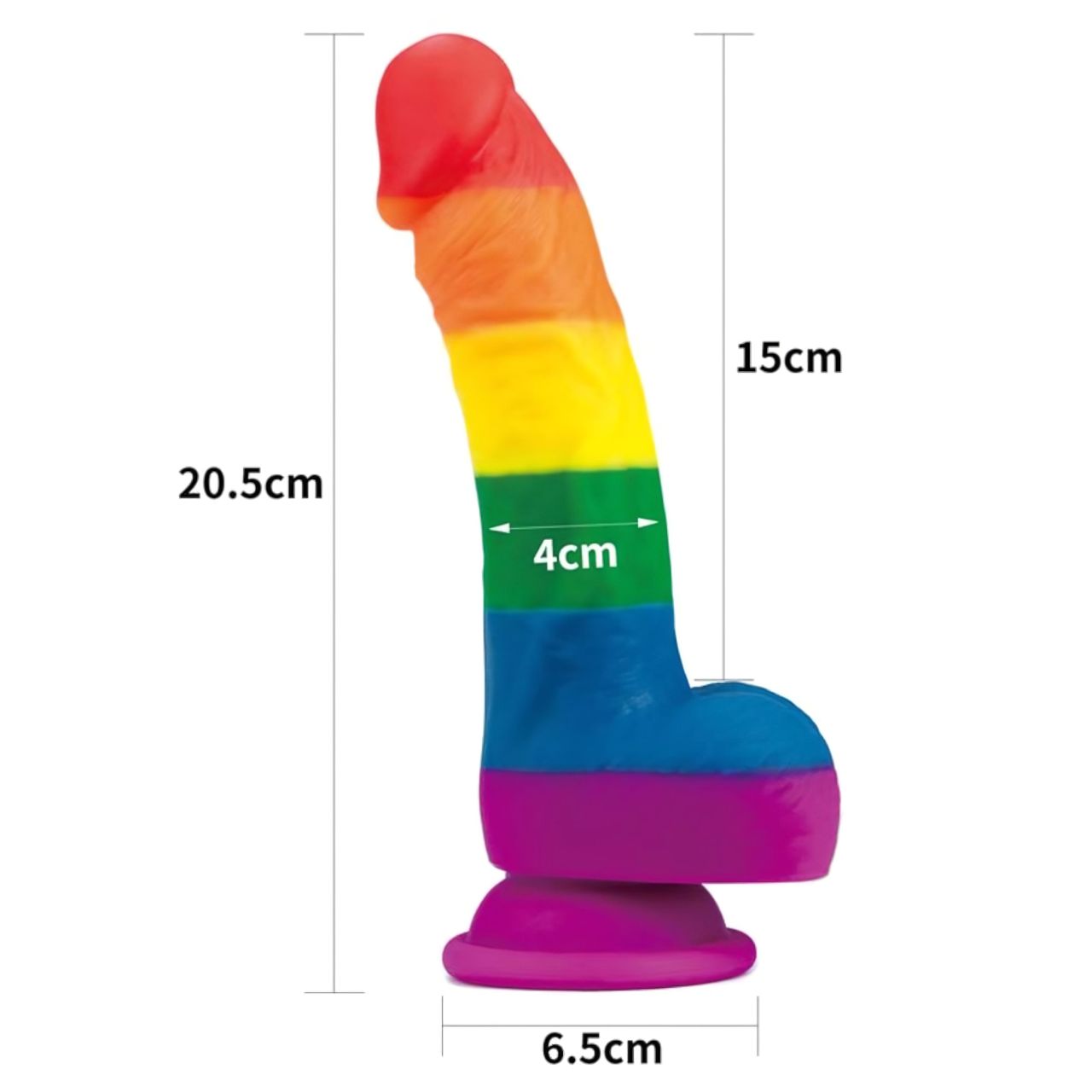 Lovetoy Prider - élethű szilikon dildó - 19cm (szivárvány) Lovetoy Prider - élethű szilikon dildó - 19cm (szivárvány)