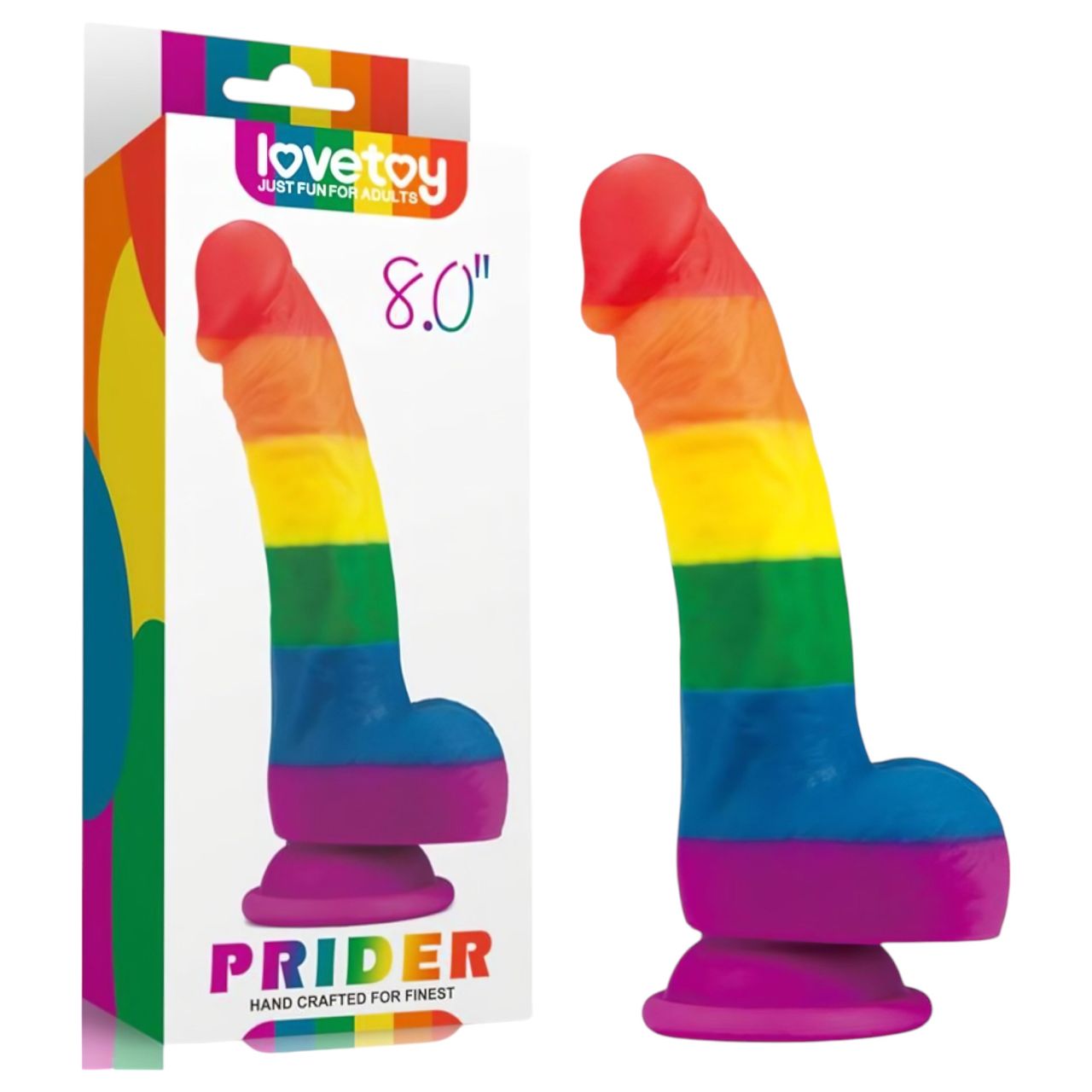 Lovetoy Prider - élethű szilikon dildó - 19cm (szivárvány) Lovetoy Prider - élethű szilikon dildó - 19cm (szivárvány)