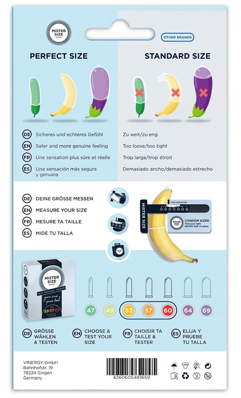 Mister Size óvszer Tesztcsomag Péniszmérővel - 3db Mister Size óvszer Tesztcsomag Péniszmérővel - 3db