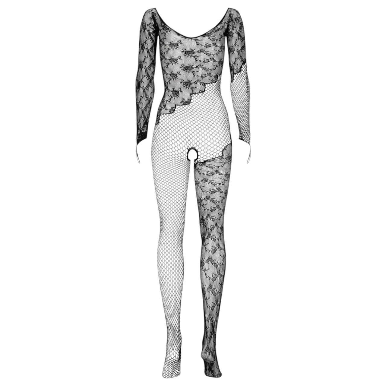 Obsessive F210 - rózsás, hosszúujjú necc overál - fekete (S-L) Obsessive F210 - rózsás, hosszúujjú necc overál - fekete (S-L)