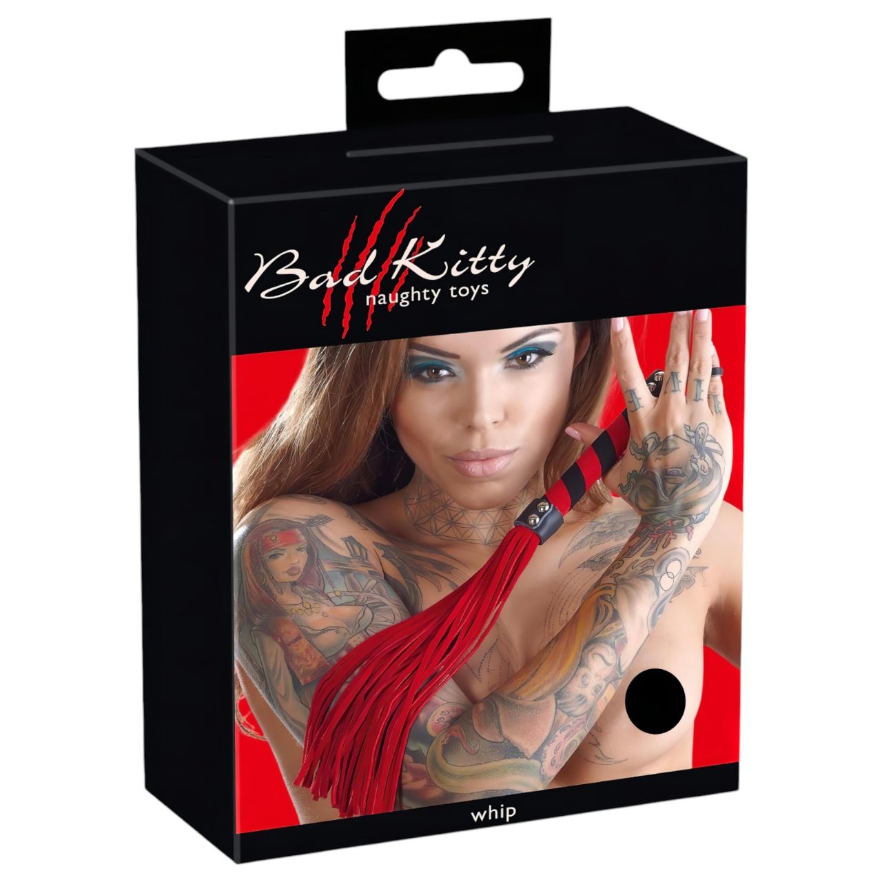 Bad Kitty - Velúrbőr korbács (piros) Bad Kitty - Velúrbőr korbács (piros)