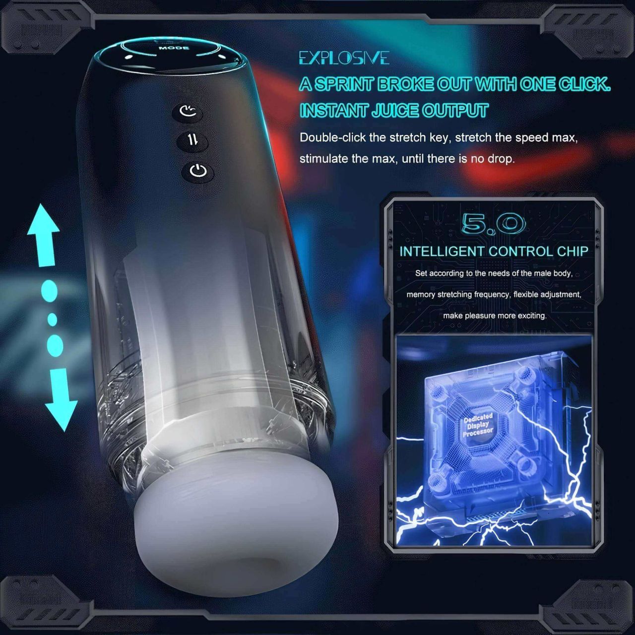 Leopard - fel-le mozgó, szívó-vibráló maszturbátor (fekete) Leopard - fel-le mozgó, szívó-vibráló maszturbátor (fekete)