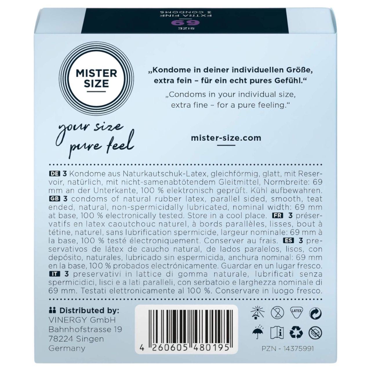 Mister Size vékony óvszer - 69mm (3db) Mister Size vékony óvszer - 69mm (3db)