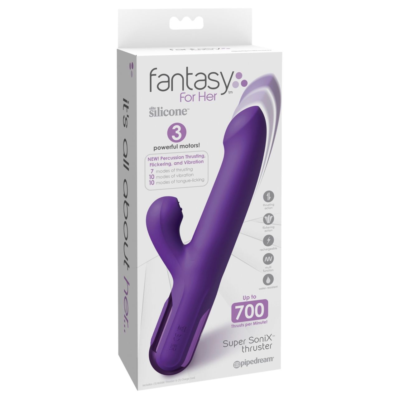 Fantasy For Her - 2in1 lökő vibrátor és csiklóizgató (lila) Fantasy For Her - 2in1 lökő vibrátor és csiklóizgató (lila)