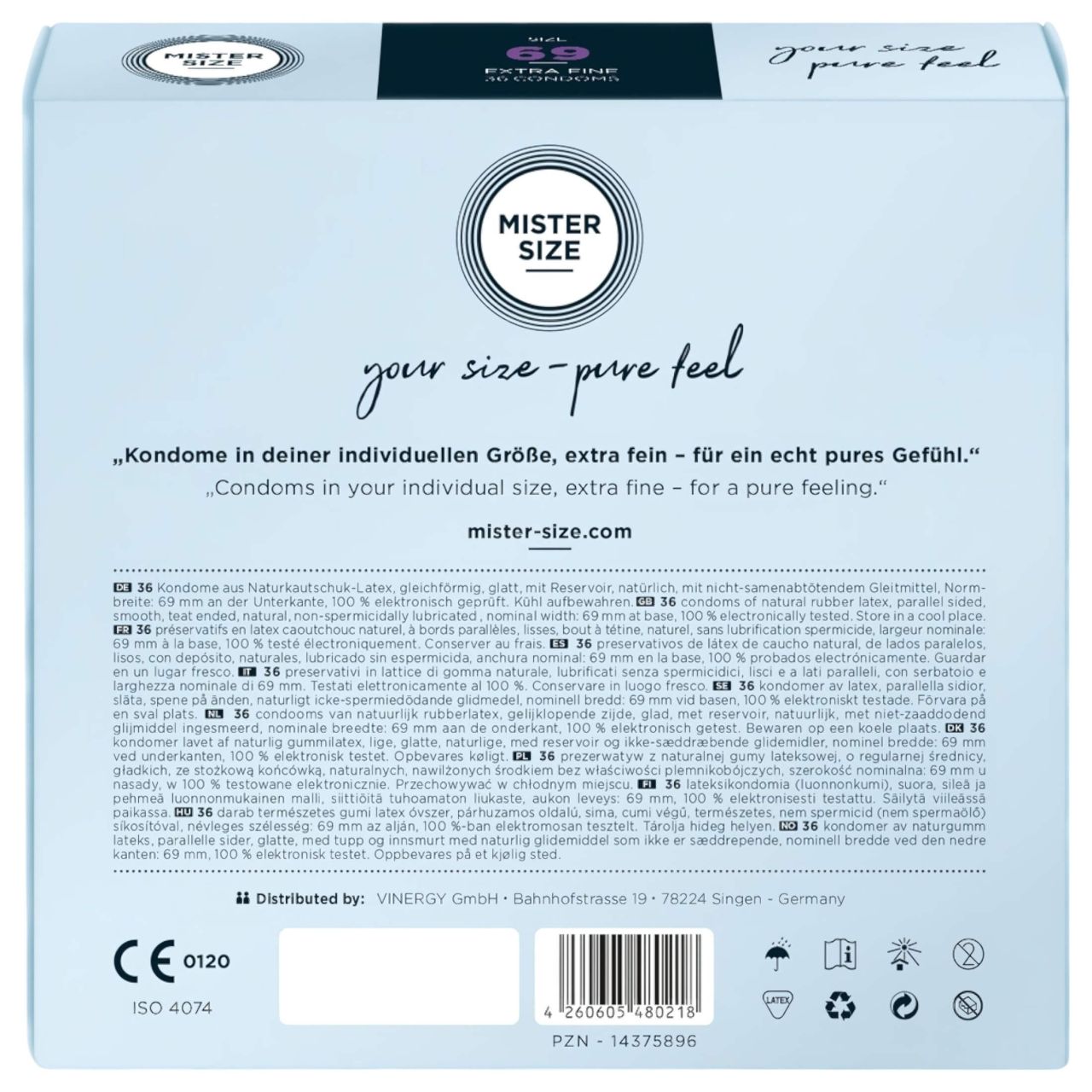Mister Size vékony óvszer - 69mm (36db) Mister Size vékony óvszer - 69mm (36db)