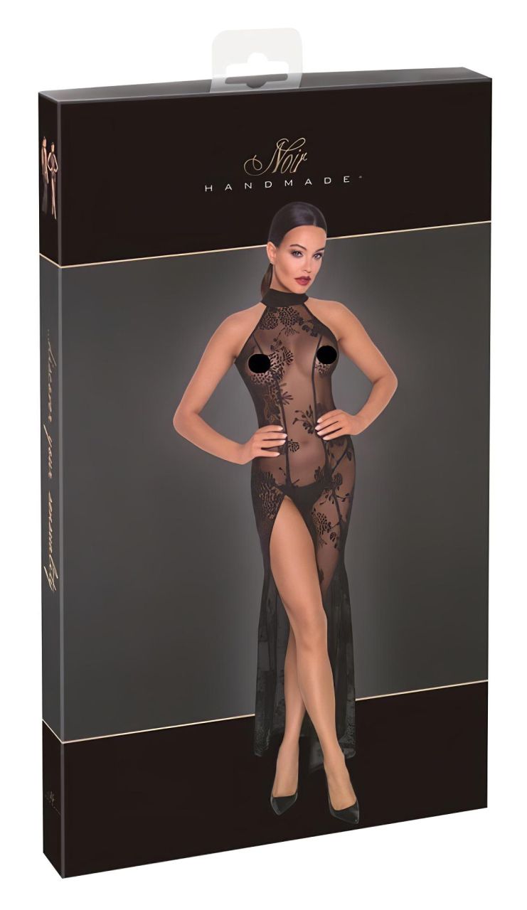 Noir - átlátszó, virágos, hosszú ruha (fekete) Noir - átlátszó, virágos, hosszú ruha (fekete)