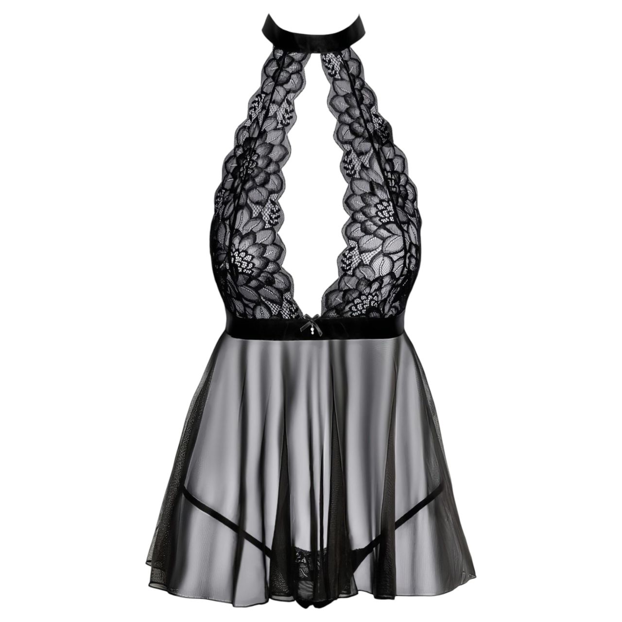 / Kissable - nyakpántos, csipke babydoll (fekete) / Kissable - nyakpántos, csipke babydoll (fekete)