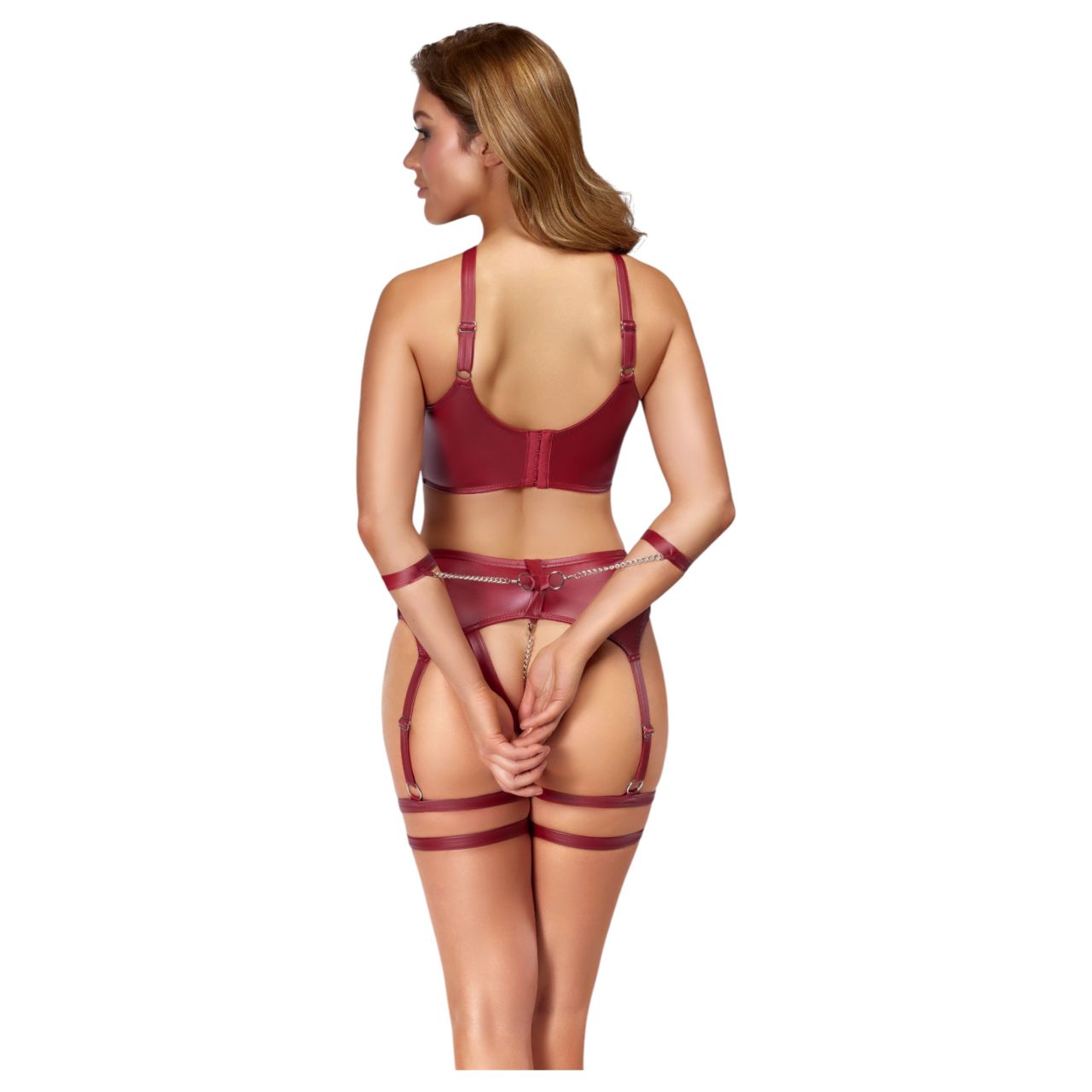 Cottelli Bondage - keresztpántos melltartó szett (piros)