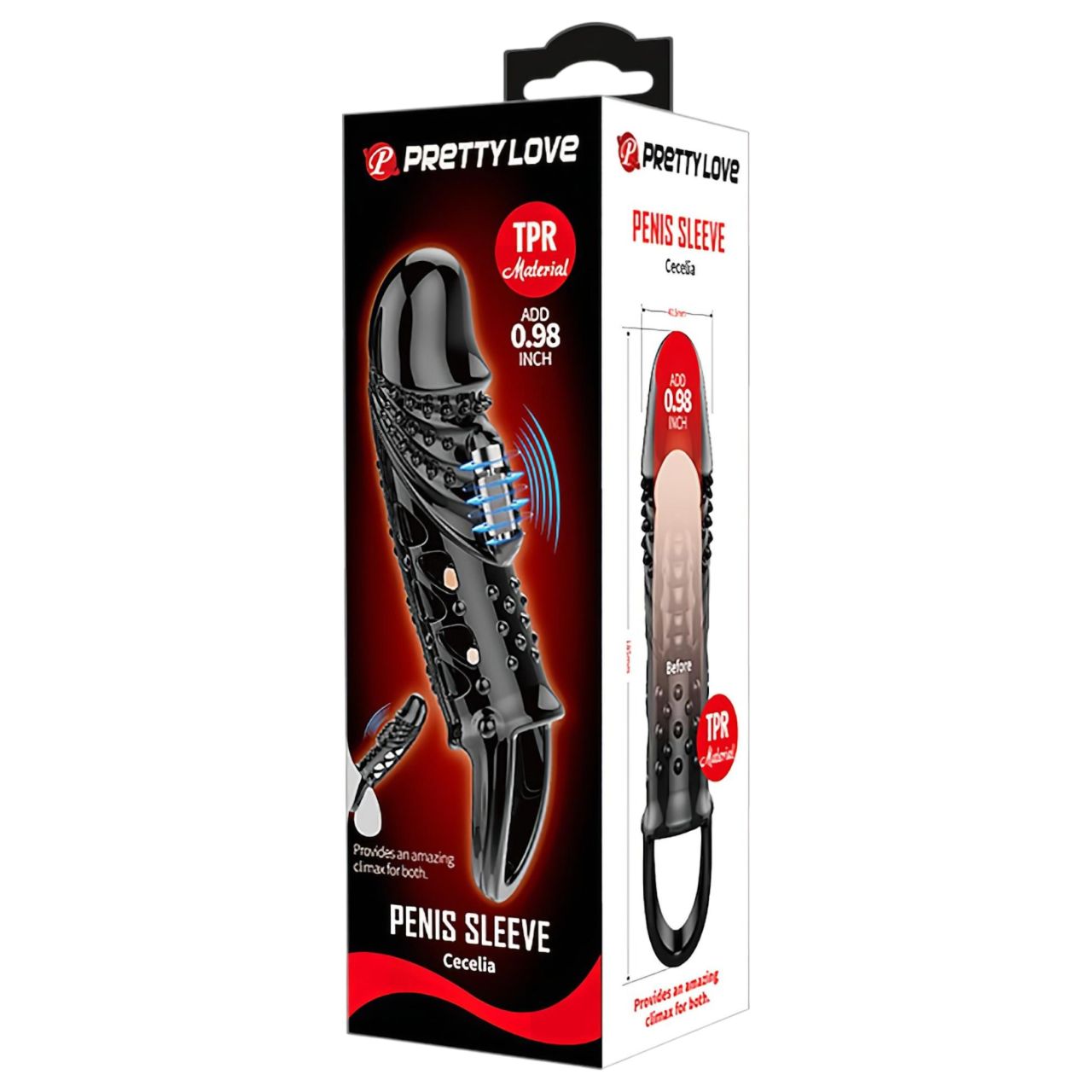 Pretty Love Cecelia - heregyűrűs, vibrációs péniszköpeny (fekete) Pretty Love Cecelia - heregyűrűs, vibrációs péniszköpeny (fekete)