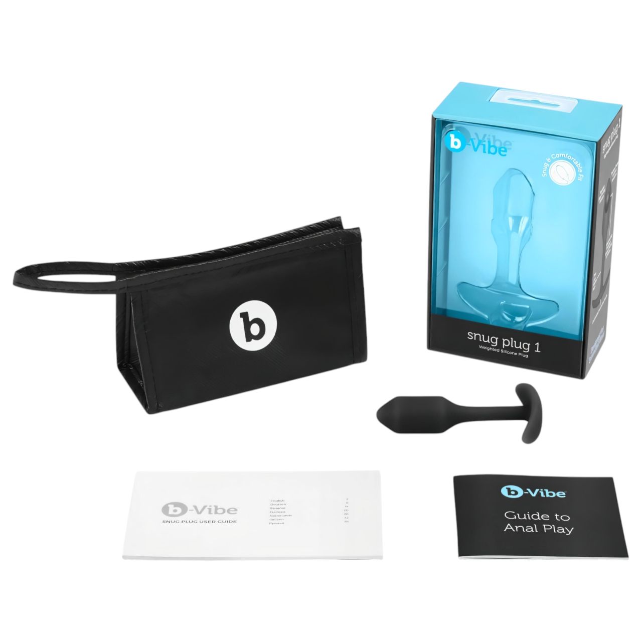 b-vibe Snug Plug 1 - anál plug belső súllyal (55g) - fekete b-vibe Snug Plug 1 - anál plug belső súllyal (55g) - fekete