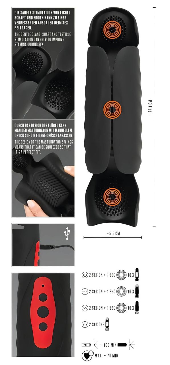 Rebel - 3 motoros makkvibrátor (fekete) Rebel - 3 motoros makkvibrátor (fekete)