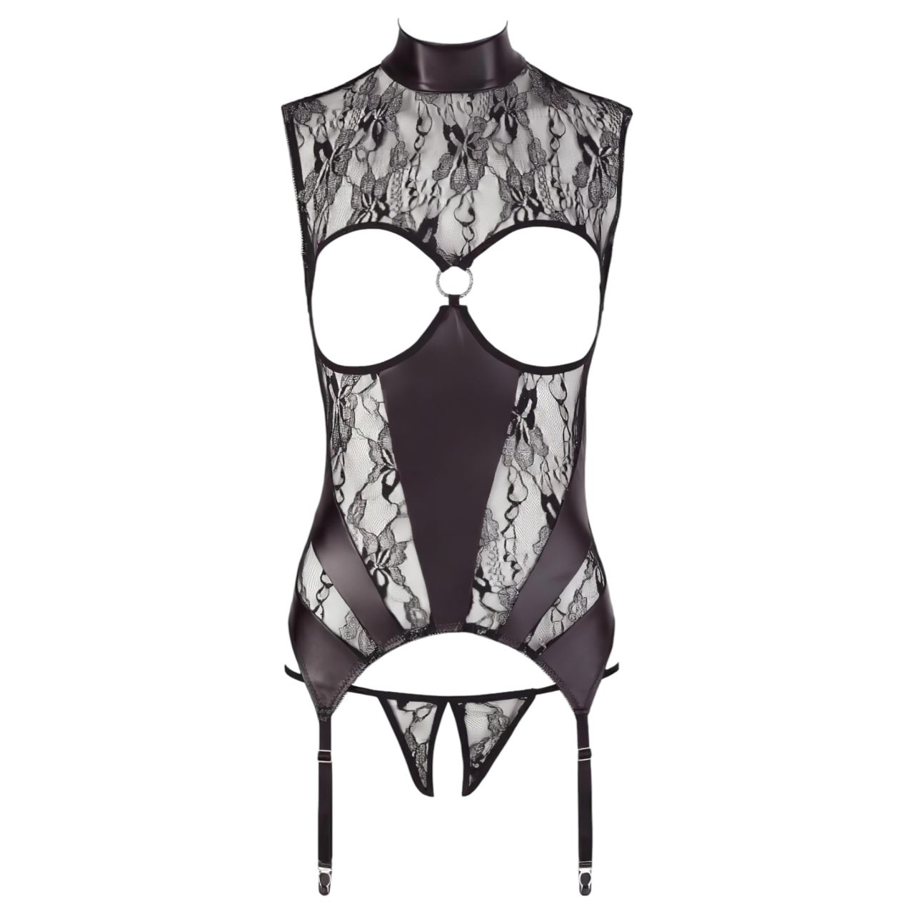 Abierta Fina - szikrázó csipkés nyitott szett (fekete) Abierta Fina - szikrázó csipkés nyitott szett (fekete)