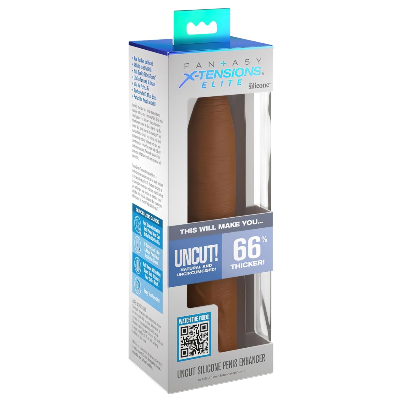 X-TENSION Elite - méretezhető nyitott péniszköpeny (sötét natúr) X-TENSION Elite - méretezhető nyitott péniszköpeny (sötét natúr)