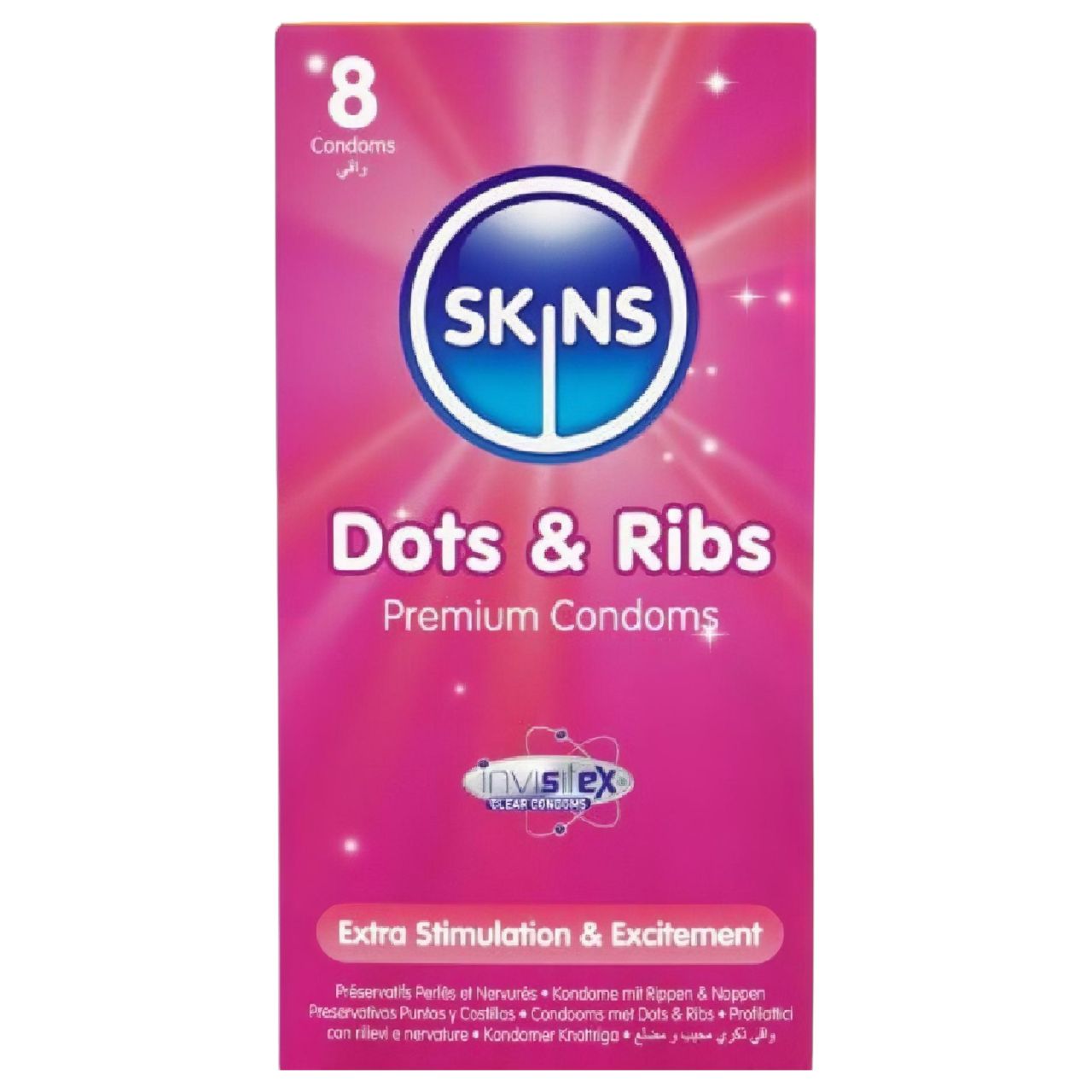 Skins - bordázott és pontozott óvszer (8db) Skins - bordázott és pontozott óvszer (8db)