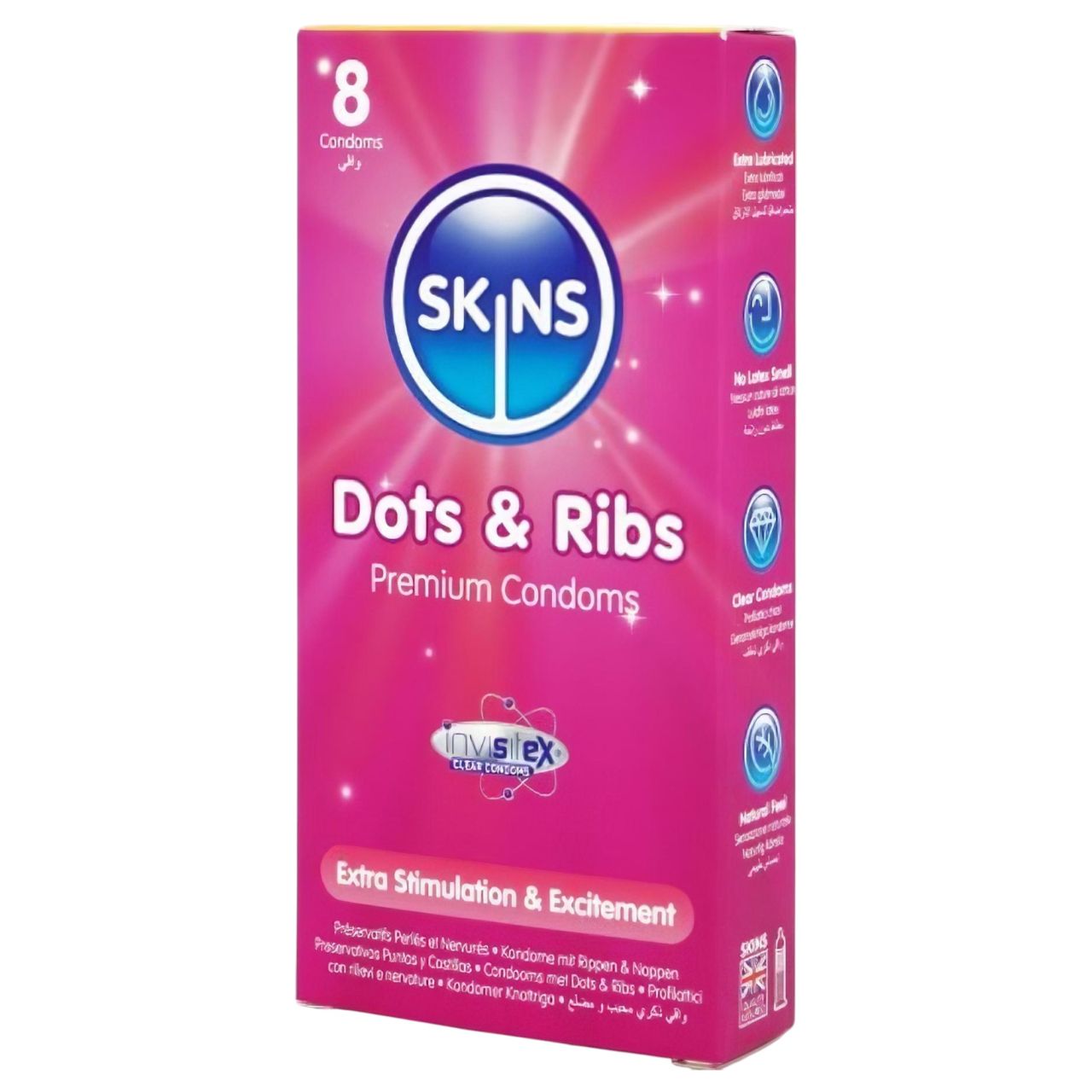 Skins - bordázott és pontozott óvszer (8db) Skins - bordázott és pontozott óvszer (8db)