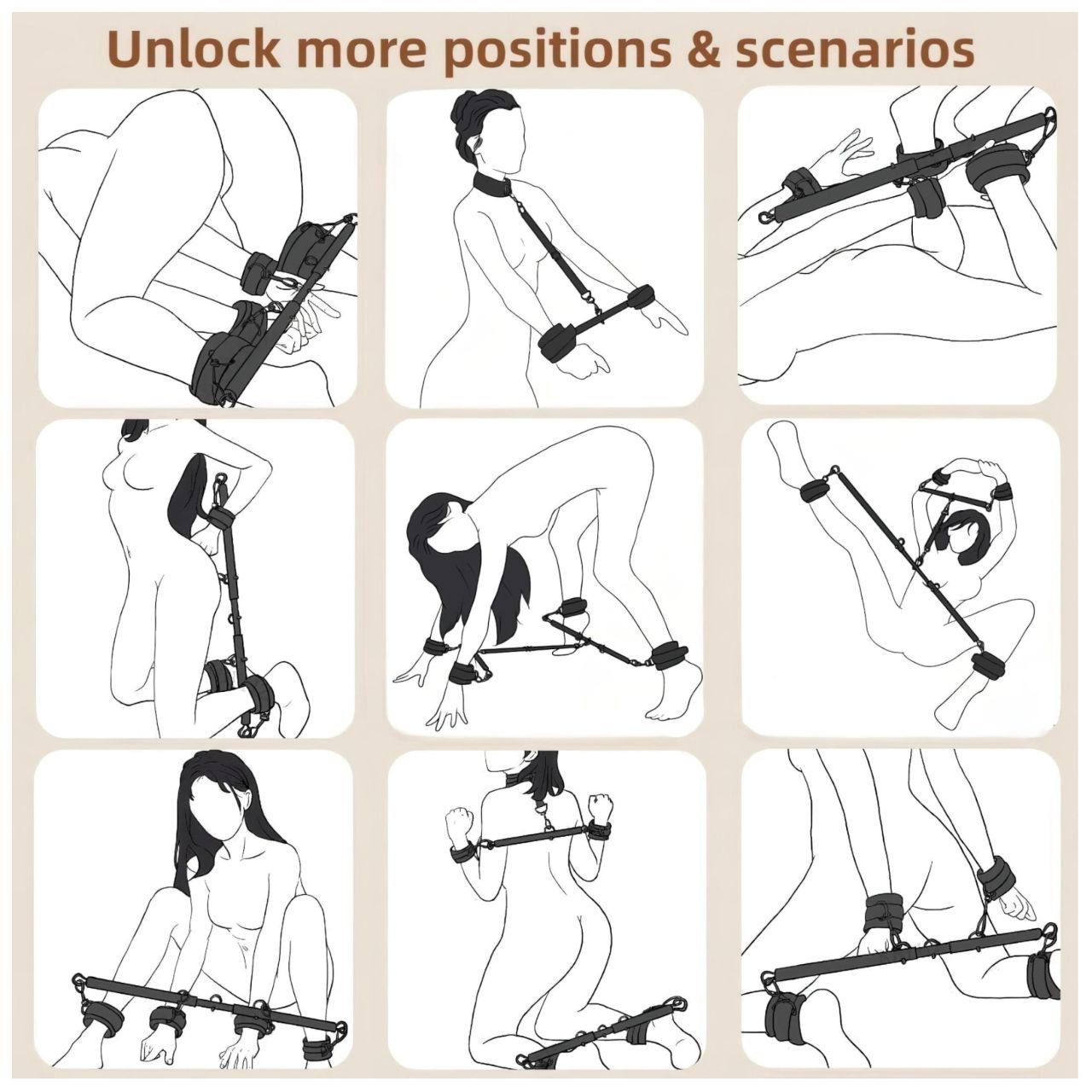 Lonely - állítható terpesztő rúd és bilincsek (fekete) Lonely - állítható terpesztő rúd és bilincsek (fekete)