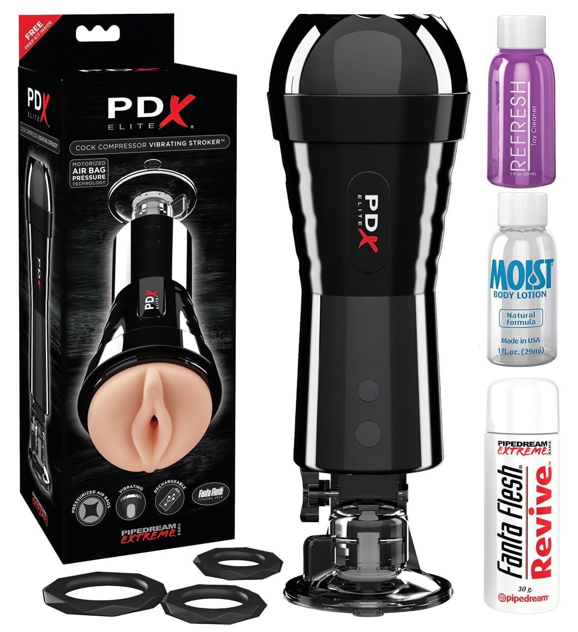PDX Cock Compressor - szívó, vibráló punci maszturbátor (fekete) PDX Cock Compressor - szívó, vibráló punci maszturbátor (fekete)