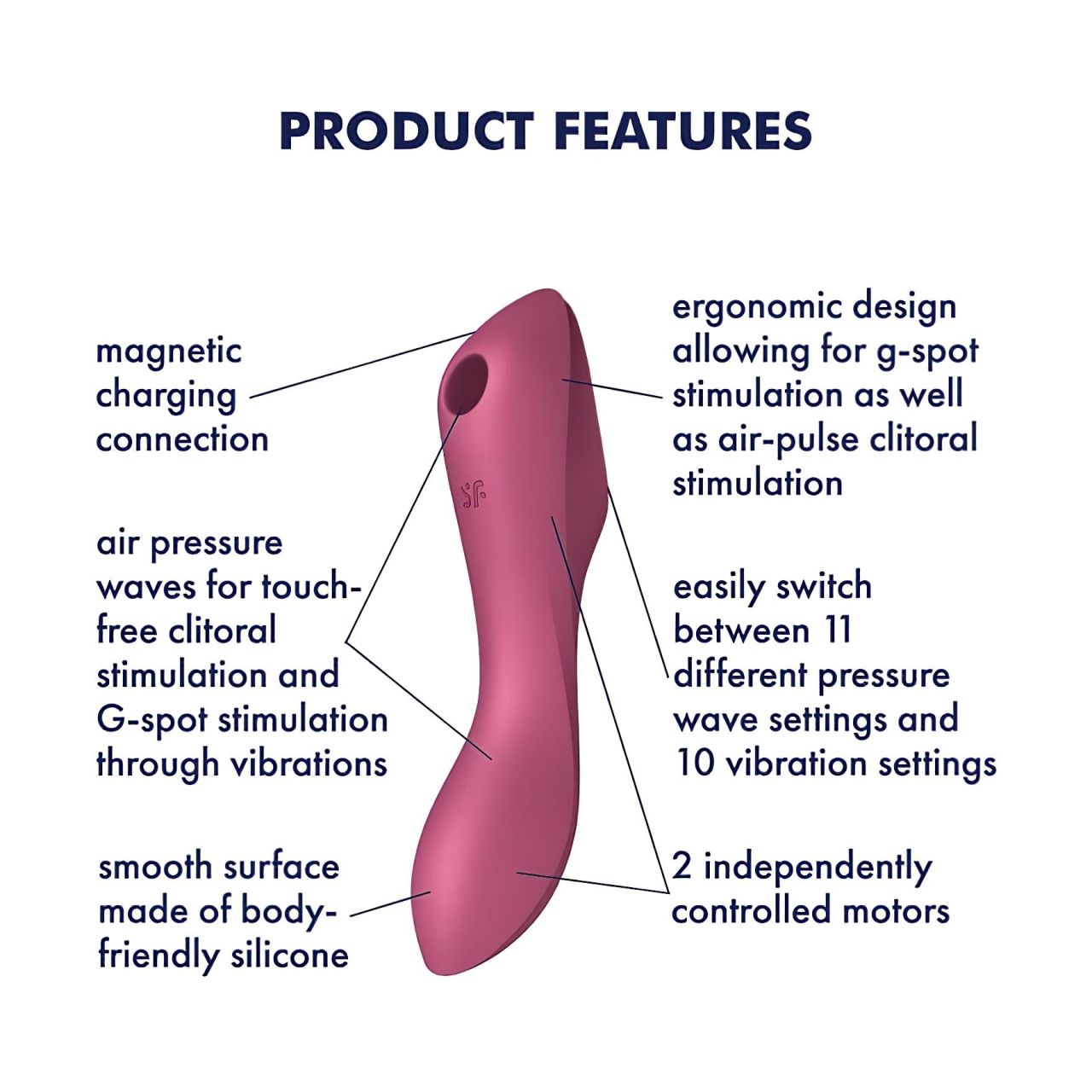 Satisfyer Curvy Trinity 3 - léghullámos 2in1 vibrátor (piros) Satisfyer Curvy Trinity 3 - léghullámos 2in1 vibrátor (piros)
