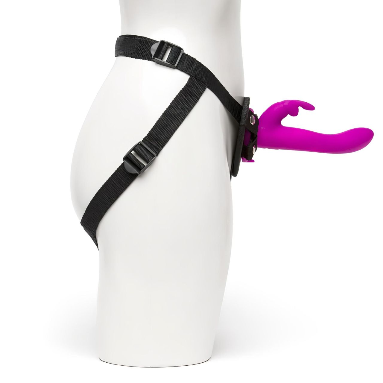 Happyrabbit Strap-On - nyuszis, csiklókaros felcsatolható vibrátor (lila) Happyrabbit Strap-On - nyuszis, csiklókaros felcsatolható vibrátor (lila)