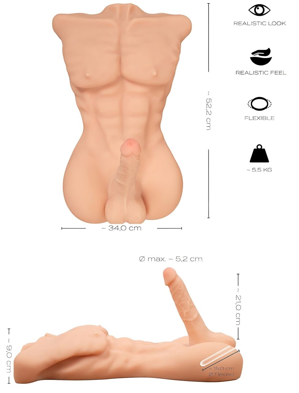 Realistixxx férfi torzó - élethű maszturbátor Realistixxx férfi torzó - élethű maszturbátor