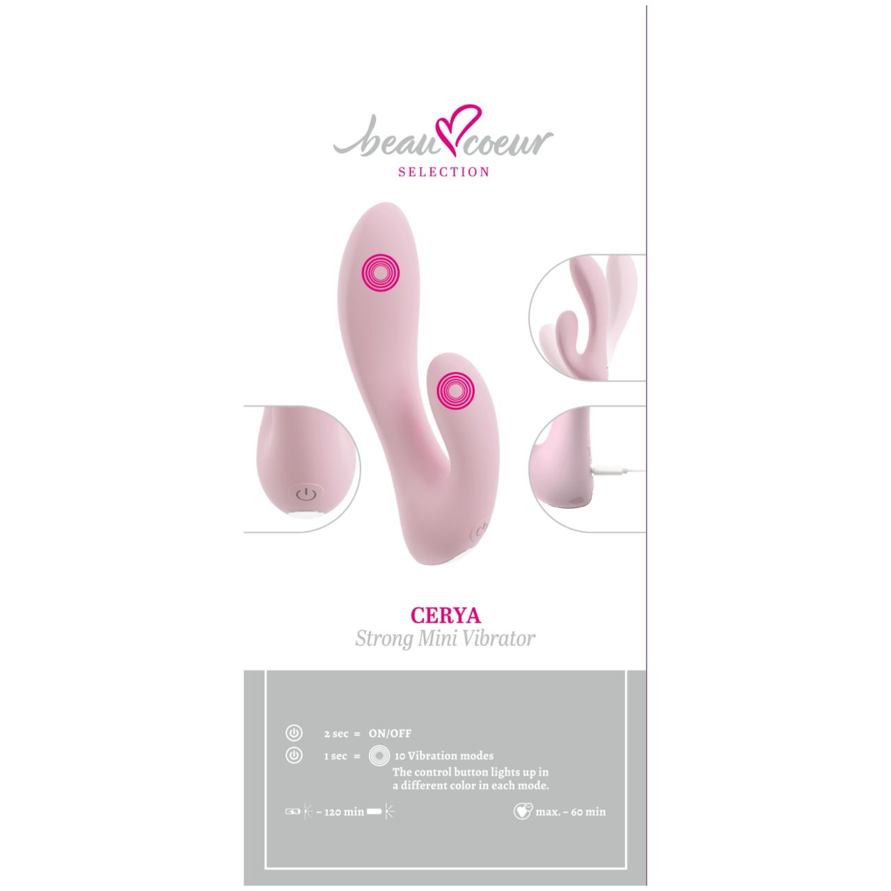 Beau Coeur Cerya - mini csiklókaros vibrátor (halvány pink) Beau Coeur Cerya - mini csiklókaros vibrátor (halvány pink)